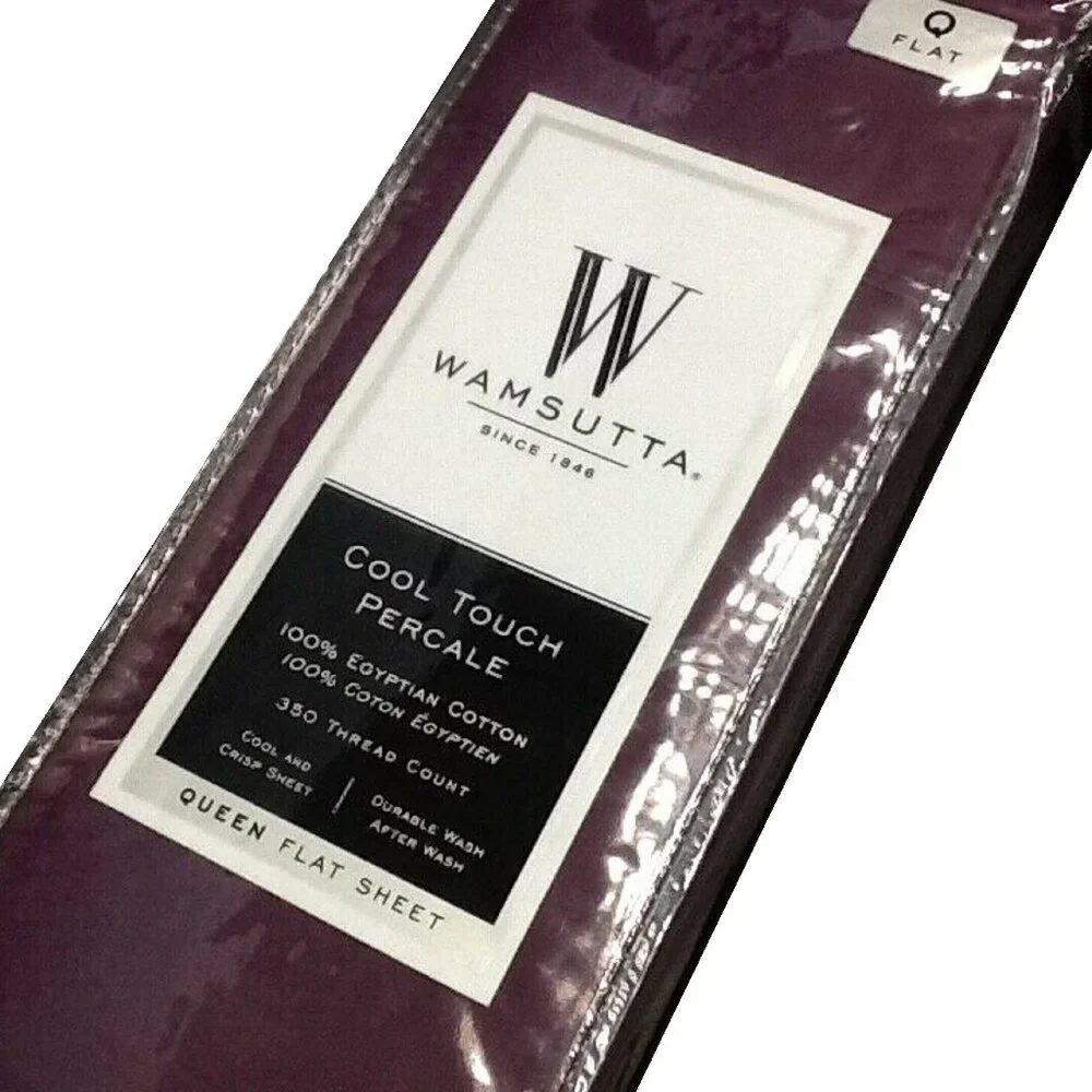 Oversize PURPLE Wamsutta Cool Percale 350 TC Egyptian Cotton QUEEN Flat Sheet